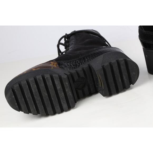 LOUIS VUITTON Boots Suede Monogram Laureate Platform Lace Desert Combat Size 37 - Picture 14 of 16